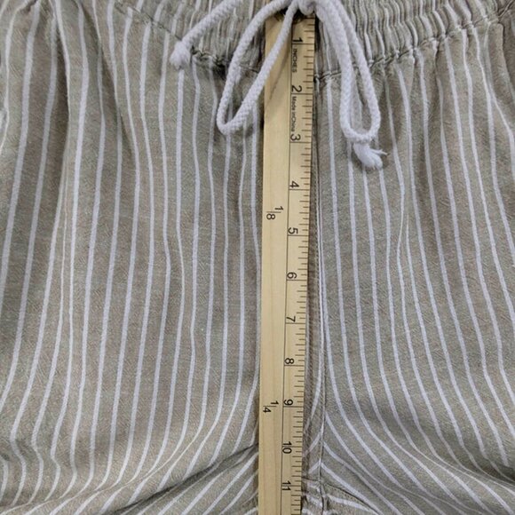 Beach Lunch Lounge Capri Pull On Womens Small Linen Blend Crop Tan Striped - Picture 7 of 11